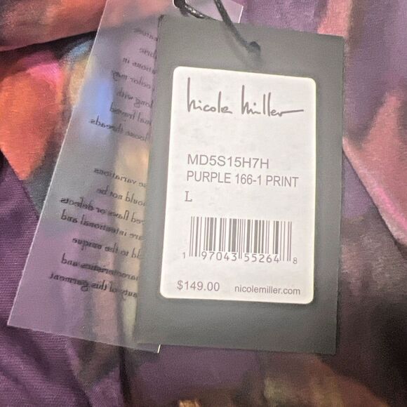 Nicole Miller Maxi Dress L Purple Floral Boho Pockets Shelf Bra NWT Fall Vibes - Picture 8 of 10